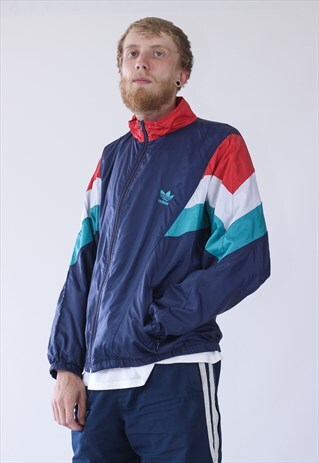 90S VINTAGE MENS ADIDAS TRACK SUIT LOGO WINDBREAKER JACKET