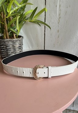 Vintage White & Gold Buckle Y2K Belt