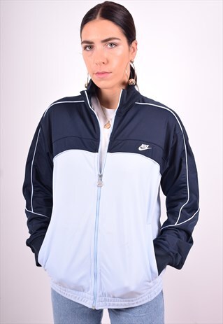 NIKE WOMENS VINTAGE TRACKSUIT TOP JACKET MEDIUM BLUE 90'S