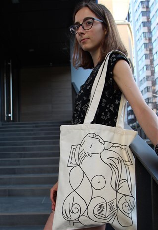 PICASSO MARIE-THERESE WALTER HAND PAINTED TOTE BAG