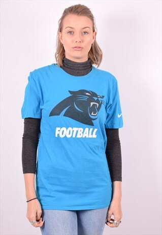 NIKE WOMENS VINTAGE NFL PANTHERS T-SHIRT TOP MEDIUM BLUE 90S