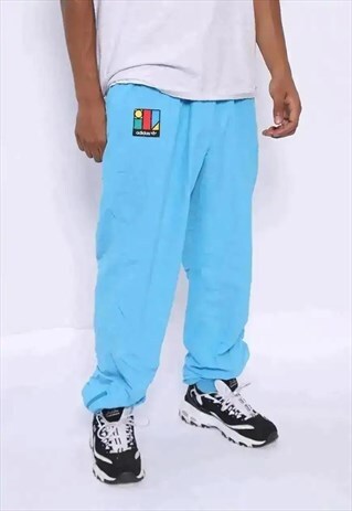 VINTAGE ADIDAS LOGO TRACK BOTTOMS BLUE