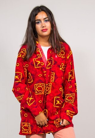 90'S VINTAGE RED CRAZY PATTERN SHIRT