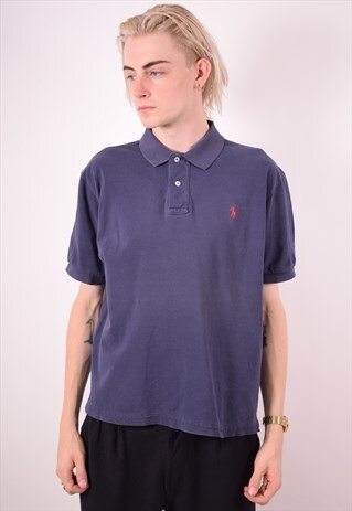 POLO RALPH LAUREN MENS VINTAGE POLO SHIRT LARGE BLUE 90S