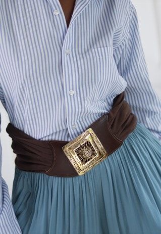 VINTAGE WIDE BELT IN FABRIC AND LEATHER