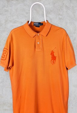 Vintage Orange Ralph Lauren Polo Shirt Big Pony Logo Large