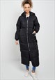 BLACK HOODED MAXI PUFFER COAT