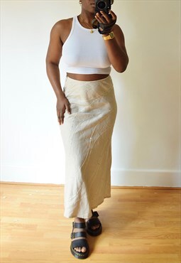 Vintage 90s linen maxi skirt in cream