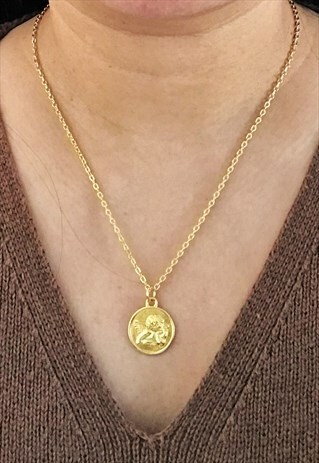 HAND MADE GOLD CHERUB NECKLACE