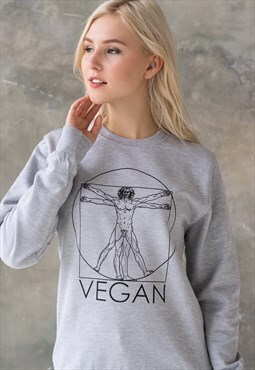 Vegan Printed Da Vinci Art Sketch Veggie Women's Sweatshirt