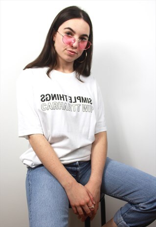 90'S RETRO WHITE CLASSIC OVERSIZED SPELL-OUT T-SHIRT