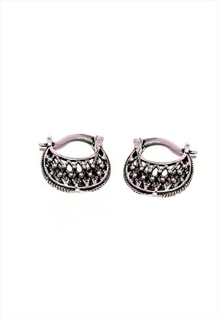 SILVER TINY BOHO HOOP EARRINGS