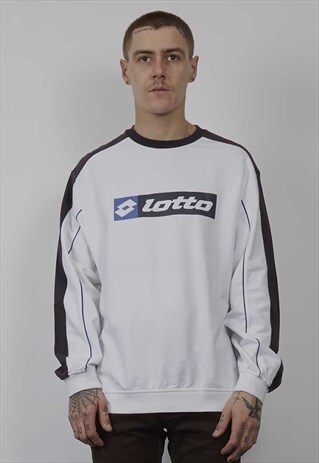 VINTAGE 90'S LOTTO LIGHTWEIGHT WHITE SWEATSHIRT