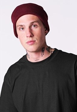 54 Floral Essential Cuffed Beanie Hat - Maroon Red