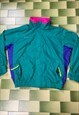 Vintage Columbia Neon Radial Sleeve Windbreaker Jacket Large