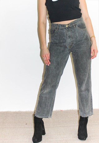 VINTAGE LEVI'S 80'S WASHED BLACK RAW HEM JEANS