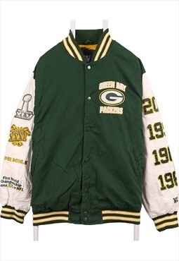 Vintage 90's Green Bay Packers Reversible Leather and Wool Jacket