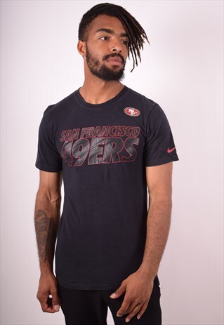 NIKE MENS VINTAGE SF 49ERS T-SHIRT TOP SMALL BLACK 90S