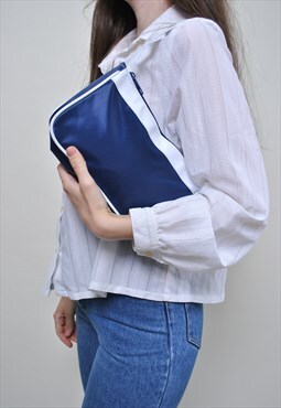 90's casual shoulder bag, vintage blue daily mini bag