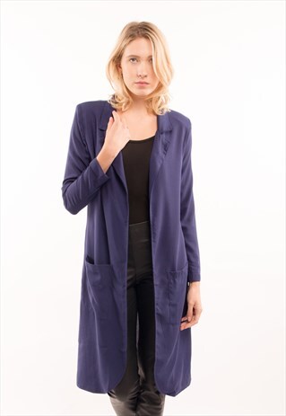 SMART CASUAL LONG TAILORED BLAZER JACKET IN BLUE CY