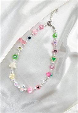 Y2K Festival Pearl Beaded Necklace