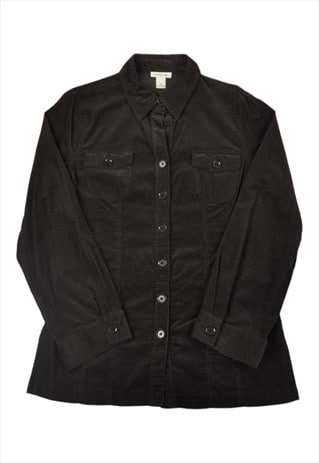 Vintage Y2K Corduroy Shirt Long Sleeved Black Medium
