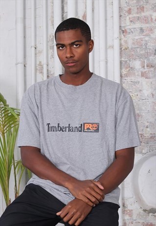 VINTAGE TIMBERLAND SPELLOUT LOGO T-SHIRT GREY