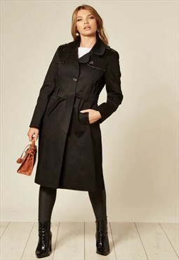 Black Military Duster Trench Coat