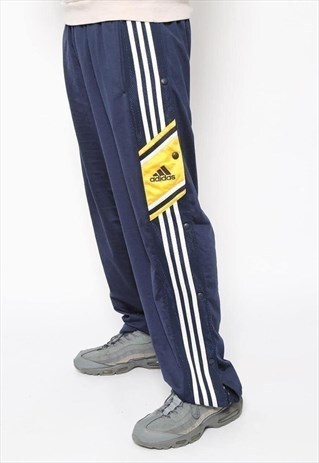 VINTAGE ADIDAS LOGO TRACK BOTTOMS POPPERS BLUE
