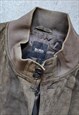 VINTAGE HUGO BOSS SUEDE LEATHER BOMBER JACKET FROM 90S