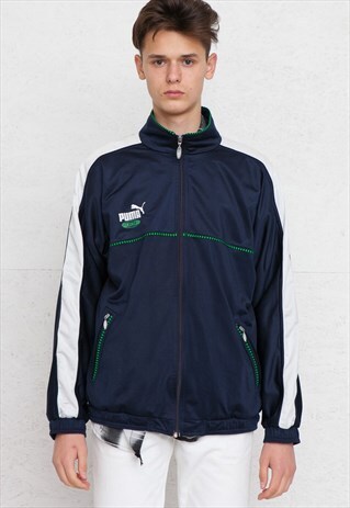 VINTAGE NAVY PUMA ZIP TRACK JACKET
