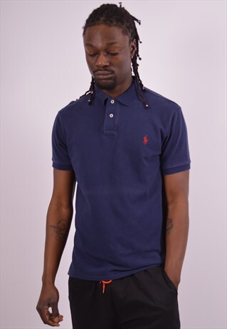 POLO RALPH LAUREN VINTAGE POLO SHIRT LARGE NAVY BLUE 90S