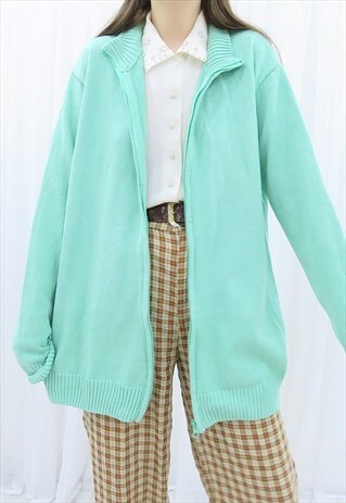 90S VINTAGE LIGHT GREEN KNITTED JACKET
