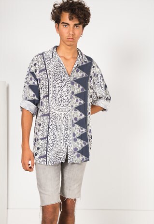 VINTAGE 80S CRAZY PRINT SHIRT / S1555