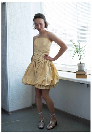 VINTAGE 80'S REVIVAL MINI CHAMPAGNE DRESS