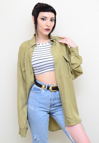 VINTAGE 90'S GENUINE SILK DUSTY GOLD OVERSIZED SHIRT