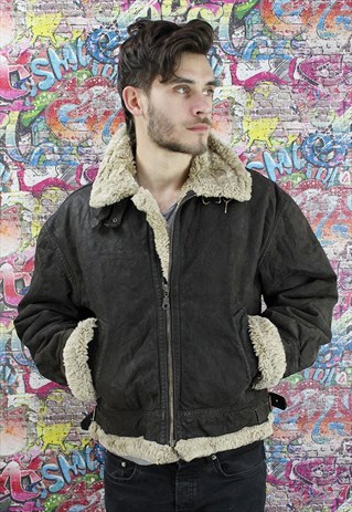 VINTAGE AVIATOR/FLYING JACKET. SHEARLING SHEEP SKIN. UNISEX.