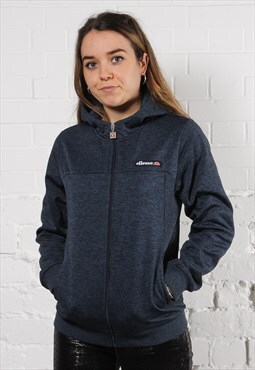 Vintage Ellesse hoodie in Navy with Spell Out Logo Small