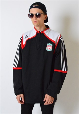BLACK LIVERPOOL FOOTBALL LIGHTWEIGHT 1/4 ZIPPER JACKET