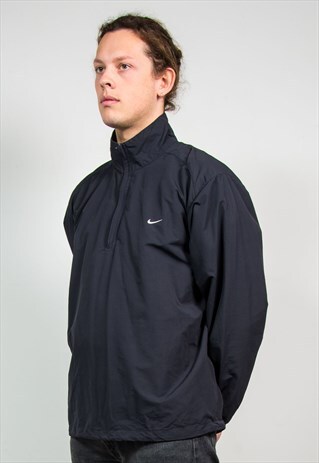 NIKE 90'S VINTAGE BLACK QUARTER ZIP WINDBREAKER JACKET