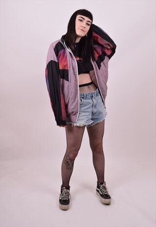 VINTAGE 80'S CRAZY PRINT WINDBREAKER JACKET SIZE MEDIUM