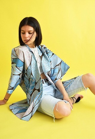 90'S BOHO FESTIVAL LEAF PATTERN KIMONO JACKET TOP