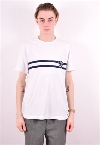 LOTTO MENS VINTAGE T-SHIRT TOP MEDIUM WHITE 90S
