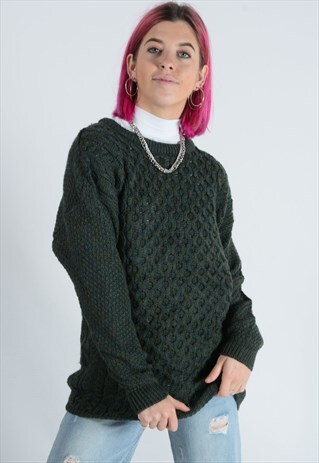 VINTAGE KNITTED JUMPER IN GREEN