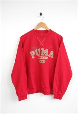 Vintage Puma 90s Red Logo Spellout Sweatshirt M