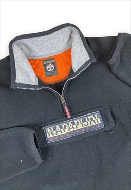 Napapijri Vintage Y2K Black 1/4 zip fleece Embroidered spell