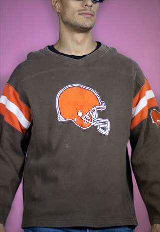 VINTAGE FOOTBALL HELMET SWEATSHIRT IN BROWN L