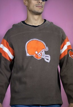 Vintage Football Helmet Sweatshirt in Brown L