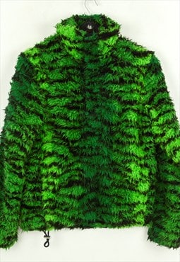 KENZO HM Tiger Stripe Green Faux Fur Pullover anorak jacket