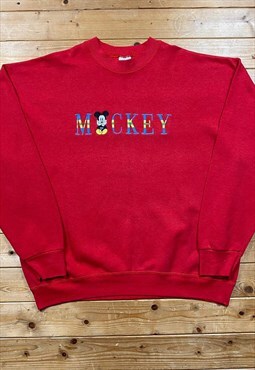 Vintage Red Mickey Mouse embroidered sweatshirt XL 